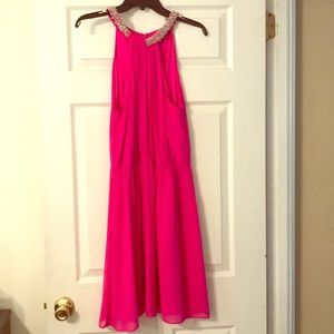 Gianni Bini hot pink dress with jeweled neck